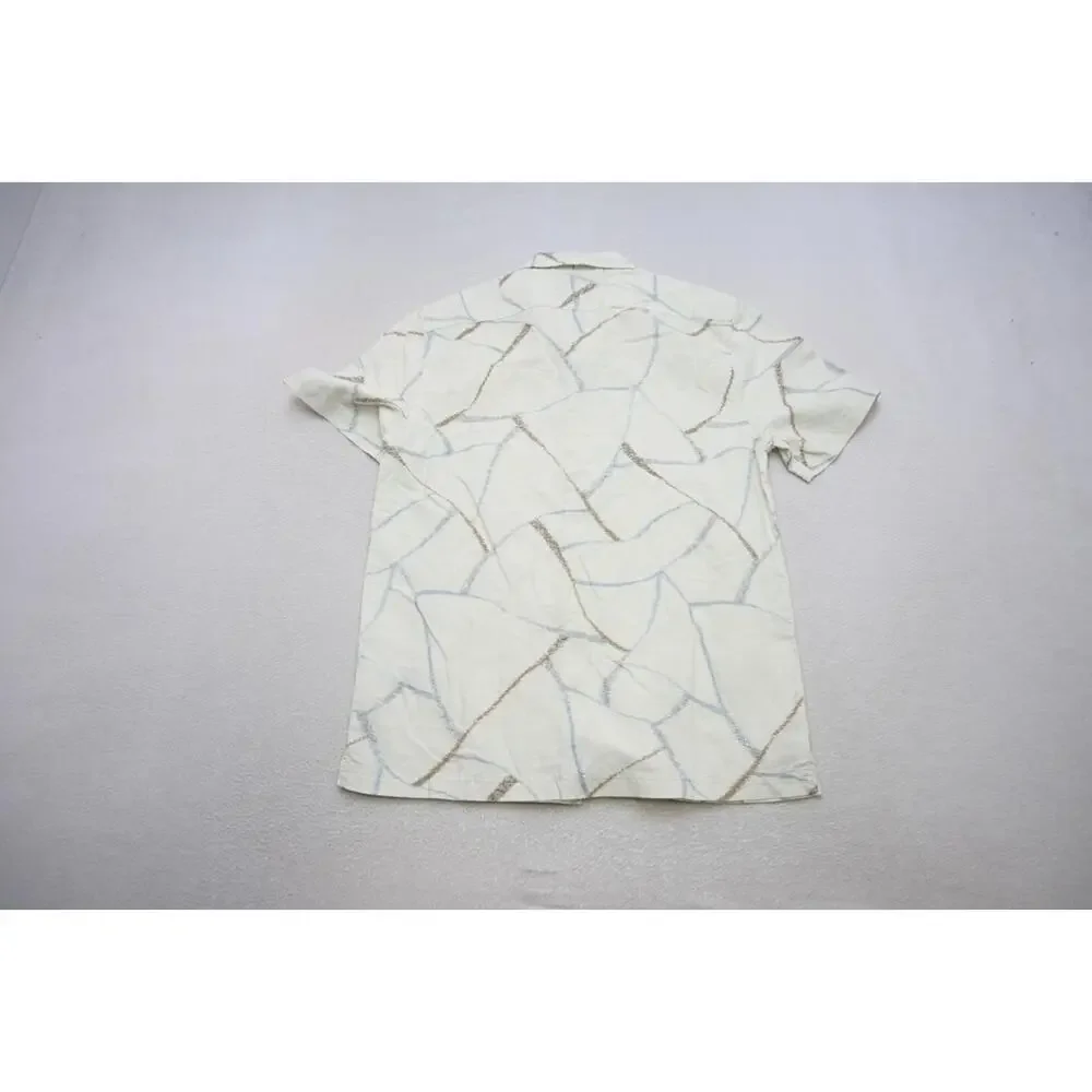 Banana Republic Linen Blend Button Up Shirt Slim Fit Short Sleeve Mens‎ Sz Small